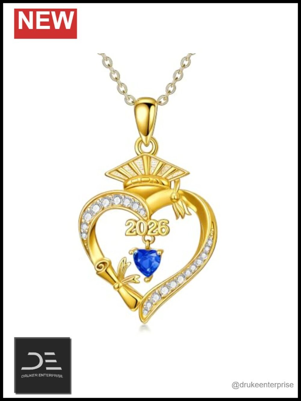 18K Gold Plated Heart Birthstone Necklace Graduation Gift